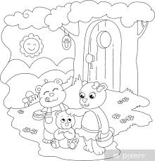 Fotobehang 3 Leuke Beren Kleurplaat Illustratie Voor Kleine Kinderen Pixers We Leven Om Te Veranderen