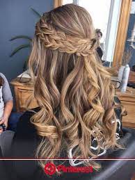 A perk for a medium length is how the style with hair down looks stunning, while still letting your dress take the stage. 20 Brilliant Half Up Half Down Wedding Hairstyles For 2019 Emmalovesweddings Down Curly Hairstyles Hair Styles Long Hair Styles Clara Beauty My