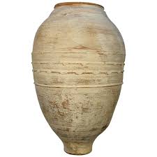 19th Century Mediterranean Terracotta Water Amphora Jar With White Patina 1 Terracotta White Patina Brass Decor