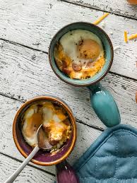 I love experimenting with these old recipes! Cheesy Oeufs En Cocotte Eggs In Pots Chocolates Chai