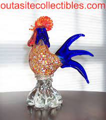 Unique blown glass rooster chicken hen figurine 7 orange clear red white. Vintage Murano Glass Rooster Figurine Millifiori