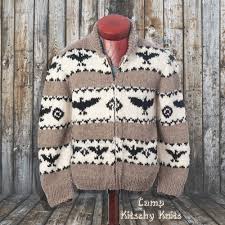 In Stock Size 40 Cowichan Sweater Eagle By Campkitschyknits Cowichan Sweater Sweaters Wool Sweaters