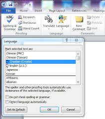 Can T Set Default Proofing Language In Ms Word 2010 Super User