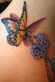 To Cute Butterfly With Flowers Tattoo 3d Butterfly Tattoo Butterfly Tattoo Designs
