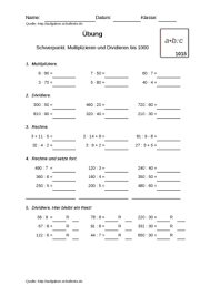 Klassen, die ihrem kind helfen für die vorstehenden schulaufgaben oder stegreifaufgaben vorzubereiten. Klassenarbeiten Zum Thema Dividieren Mathematik Kostenlos Zum Ausdrucken Musterlosungen Ebenfalls Erhaltlich