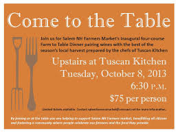 Salem Nh Farmers Market Farm To Table Dinner Fundraiser Dinner Dinner Invitations Anniversary Dinner Ideas