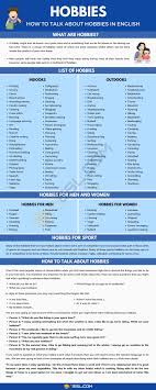 Talking About Hobbies List Of Hobbies For Men And Women 7 E S L In 2020 Hobbies For Men Learn English Words Learn English Vocabulary