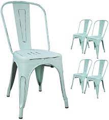 Maybe you would like to learn more about one of these? Buy Devoko Metal Indoor Outdoor Chairs Distressed Style Kitchen Dining Chairs Stackable Side Chairs With Back Set Of 4 Blue Online In Indonesia B072bgbnst