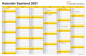 Ferien saarland 2021 als pdf oder excel. Feiertage 2021 Saarland Kalender