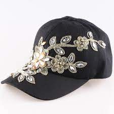 Kate Jeweled Baseball Cap West Coast Cowgirl Denim Baseball Cap Hip Hop Women Floral Denim
