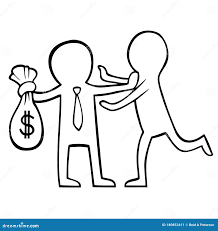 Dinero Personas En Conflicto Codicia Robar Stock de ilustración -  Ilustración de negro, aislado: 180852411