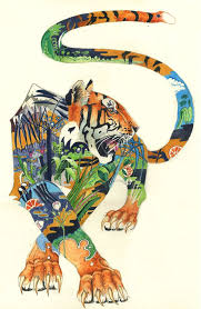 Tiger Illustration Tiger In Its Natural Environment Part Of A Loss Of Habitat Seires Tiger Illustration Tiger Art Animal Art