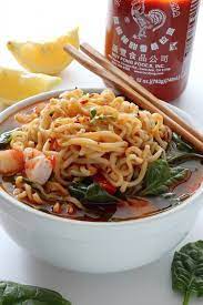 20 Minute Sriracha Shrimp Ramen Baker By Nature Recipe Sriracha Shrimp Shrimp Ramen Ramen Recipes