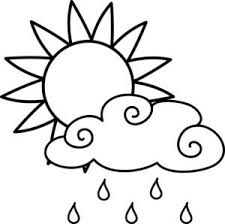 Clip Art Black And White Clip Art Illustration Of A Bright Sun And A Rain Cloud In Black And Unicorn Coloring Pages Sun Clip Art Rainbow Clipart