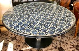 Visible wood graining and a thick table top will help you get the feeling right. Custom Large Round Spanish Mosaic Tile Top Dining Table At 1stdibs