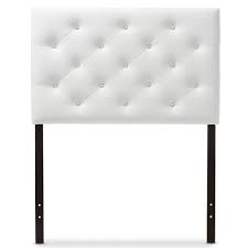 Queen size white leather buttonless tufted headboard with nail head trim sophisticated transitional to contemporary queen size leather headboard, finished in white leather. Baxton Studio Baltimore Queen Black Faux Leather Upholstered Headboard New Furniture Headboards Footboards