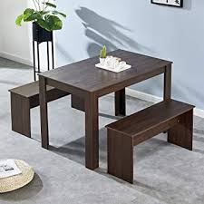 4.5 out of 5 stars 179. Amazon Com Small Dining Table With 2 Benches 3 Piece Wood Rectangular Kitchen Table Set Dinette Set For 2 4 Persons Espresso Table Chair Sets