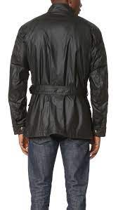 Belstaff Trialmaster Waxed Cotton Field Jacket In Black Modesens