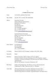 Curriculum Vitae Personeel Unimaas Nl Maastricht University