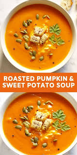 Roasted Pumpkin Sweet Potato Soup In 2020 Sweet Potato Soup Sweet Potato Soup Recipes Pumpkin Sweet Potato Soup