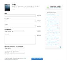 Apple Feedback Form For Ipad