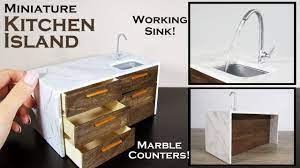 Diy Miniature Kitchen Island Working Sink Youtube Miniature Kitchen Diy Dollhouse Furniture Dollhouse Kitchen