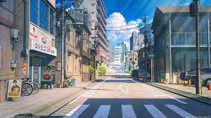 Background art commission for visual novel games. Anime City Street 3840x2160 Wallpaper