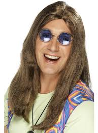 Mens Brown Hippie Costume Wig