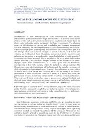 Pdf Social Inclusion Or Racism And Xenophobia