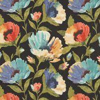 Floral drapery fabric & floral upholstery fabric by the yard. Aqua Orange Cotton Floral Curtain Material Red Purple Upholstery Fabric Black Large Scale Floral Fa Large Scale Floral Fabric Floral Fabric Floral Curtains