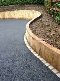 Vertical Sleeper Retaining Walls Sloped Garden Front Yard Landscaping Garden Retaining Wall