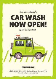 yellow green border carwash business advertisement car wash car wash posters poster template