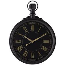 Universal Lighting And Decor Palmer Black Metal Pocket Watch 15 Round Wall Clock Round Wall Clocks Clock Modern Clock