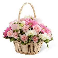 Portrait or poster white frame mockup. Graceful Peace Flower Basket At Send Flowers