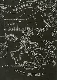 Ancient Sea Constellations 1948 Pisces Capricorn Aquarius