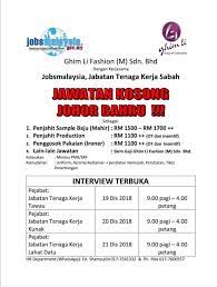 Kelima, pada saat keputusan menteri ini mulai berlaku izin mempekerjakan tenaga kerja asing yang telah dimiliki oleh pemberi kerja. Ghim Li Fashion M Sdn Bhd Pejabat Tenaga Kerja Tawau Facebook