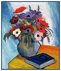 Still Life Anemone Flowers In Vase By Expressionist Artist August Macke Counted Cross Stitch Or Counted Needlepoint Pattern August Macke Macke Art Macke