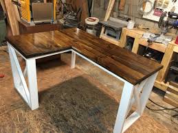 L Shaped Desk Made Using 2x4s And 2x8 S Diy Corner Desk Diy Desk Plans Homemade Desk