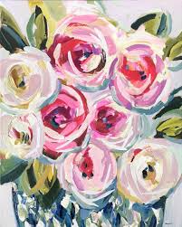 Welcome guests to your home by hanging floral artwork in the entryway. Rose Abstract Art Modern Flowers Print On Paper Or Canvas Maren Devine Art Llc