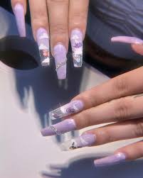→ norajjoness aesthetic acrylic nails in 2020 these pictures of this page are about:aesthetics nail butterfly clear medium. Bay Area Nail Tech On Instagram Purple Jade With Clouds And Butterflies Long Acrylic Nails Purple Nails Grunge Nails