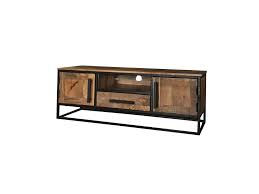 Industrial Style Light Mango Wood 2 Door 1 Drawer Media Unit Industrial Style Industrial Style Lighting Media Unit