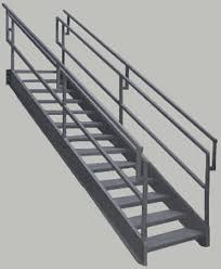 Straight aluminium staircase and wall balcony stairs to access the garden from the 1st floor. Osha Stairs With Outboard Guard Galvanized Stairs Industrial Stairs Metal Stairs Open Tread Stair Osha Prefab Stairways Outdoor Steel Stairs Prefab Metal Stairs
