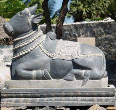 Large Stone Nandi Shiva S White Bull 48 Statue Goddess Sculpture Lotus Sculpture