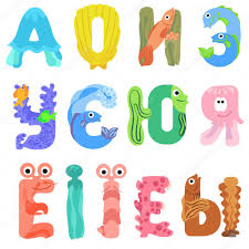 Vowels and consonants in englishthere are 26 letters in the english alphabet:a, b, c, d, e, f, g, h, i, j, k, l, m, n, o, p, q, r, s, t, u, . Vowels Of The Cyrillic Alphabet Like Sea Inhabitants Stock Vector Image By C Ksena Shu 85039062