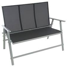 Gartenbank Alu Textilene Schwarz 2 Sitzer Alu Bank Sitzbank Gartenmobel