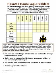 Haunted House Logic Problem Math Logic Puzzles Maths Puzzles Halloween Worksheets