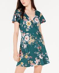 Bcx Juniors Printed Wrap Dress Reviews Dresses Women Macy S Floral Dress Casual Dresses Dresses With Leggings