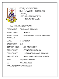 · amalan dan prosedur keselamatan. Kolej Vokasional Butterworth Teluk Air Tawar