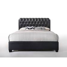 This gorgeous black full headboard features button tufting and a diamond stitch pattern design, fabric upholstery, and includes adjustable metal bed rail slots. Eastern King Ireland Ii Bed Black Acme Furniture Target