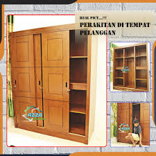 Serat kayu benar benar kuat dan siap untuk dijadikan sebagai bahan mebel berkualitas tinggi. Lemari Pakaian Minimalis Kayu Jati Perhutani 3 Pintu Sliding Almari Baju Furniture Jepara Shopee Indonesia